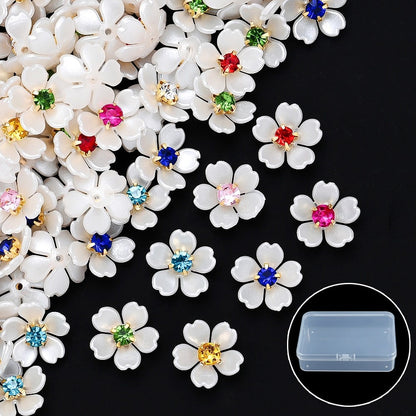 White Rhinestone Flower Acrylic Beads