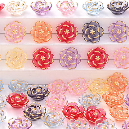 Transparent Camellia Flower Acrylic Beads