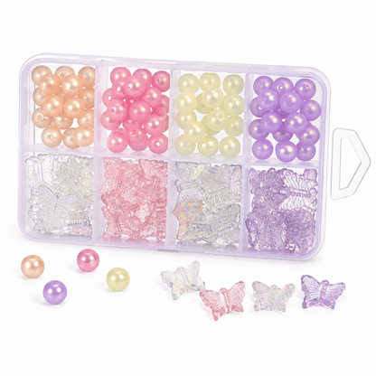 1 Box Macaron Butterfly & Pearl Acrylic Bead DIY Kit