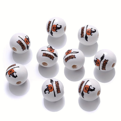 Halloween Bat Pumpkin Witch Hat Wooden Spacer Beads