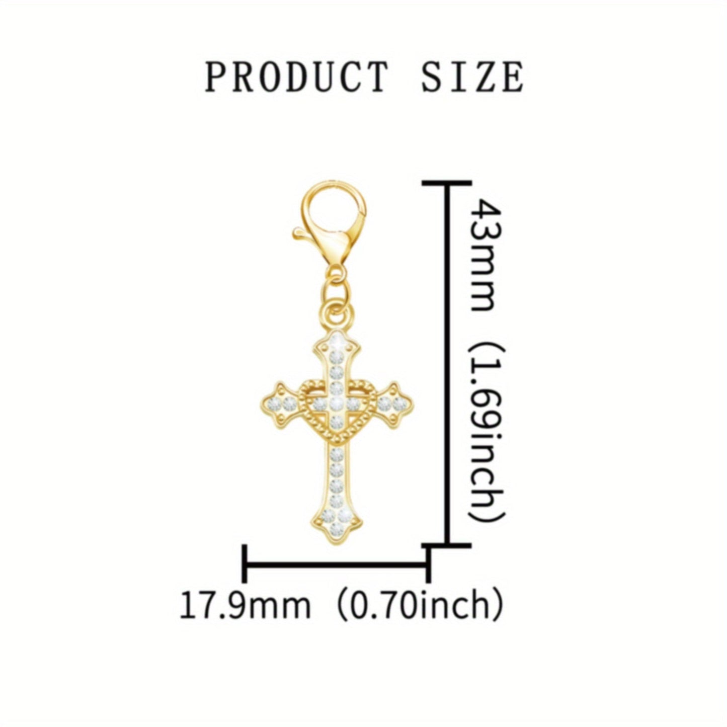 20-Piece White & Gold Rhinestone Cross Keychain Set