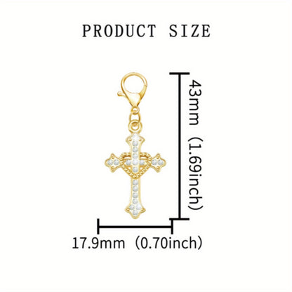 20-Piece White & Gold Rhinestone Cross Keychain Set
