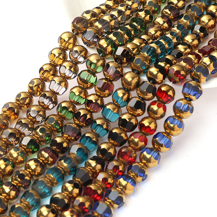 1/3strip 8-Faceted Synthetic Crystal Glass Bead, Random Color Flat Round