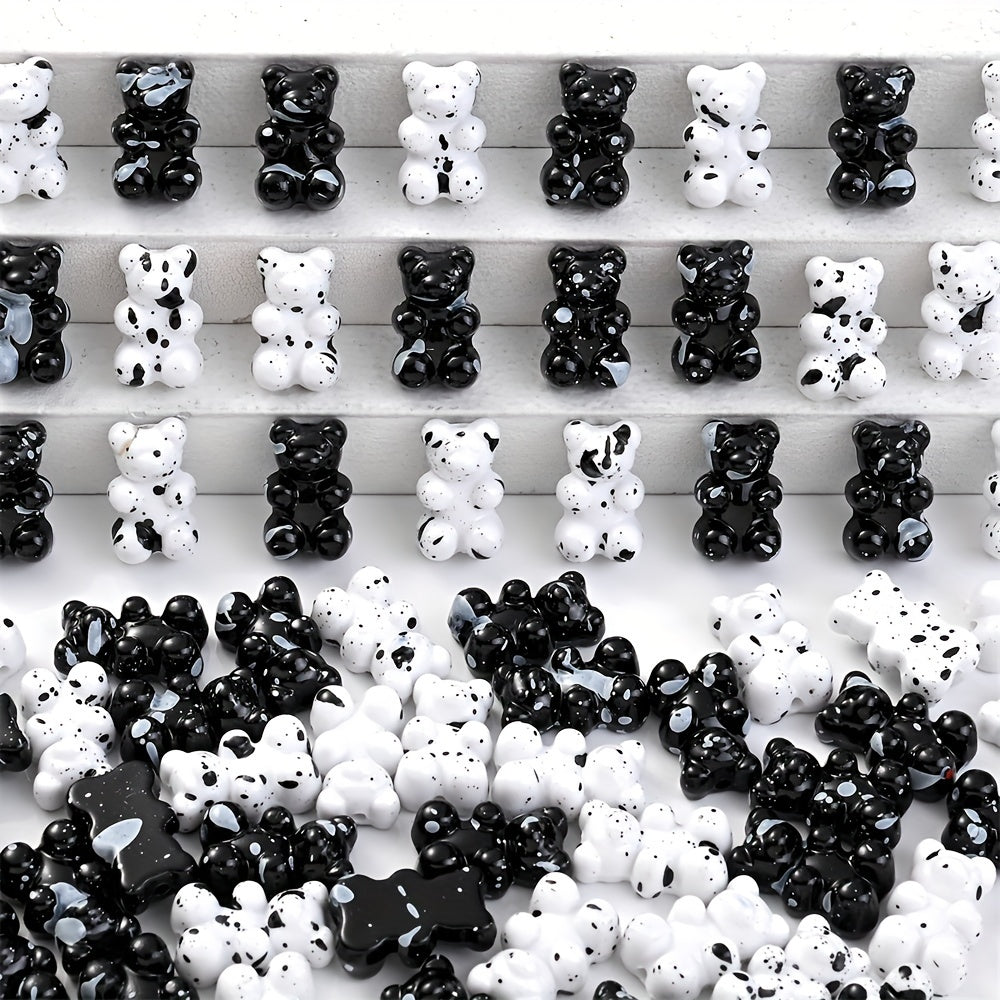 Black and White Bear Acrylic Beads