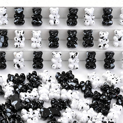 Black and White Bear Acrylic Beads