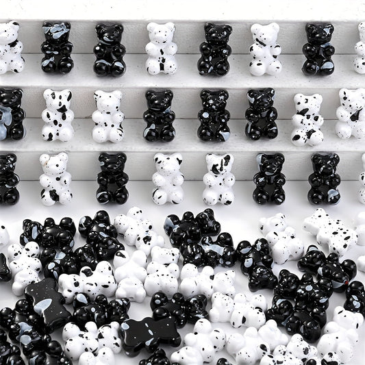 Black and White Bear Acrylic Beads
