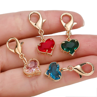 Colorful Crystal Heart Pendant Charms