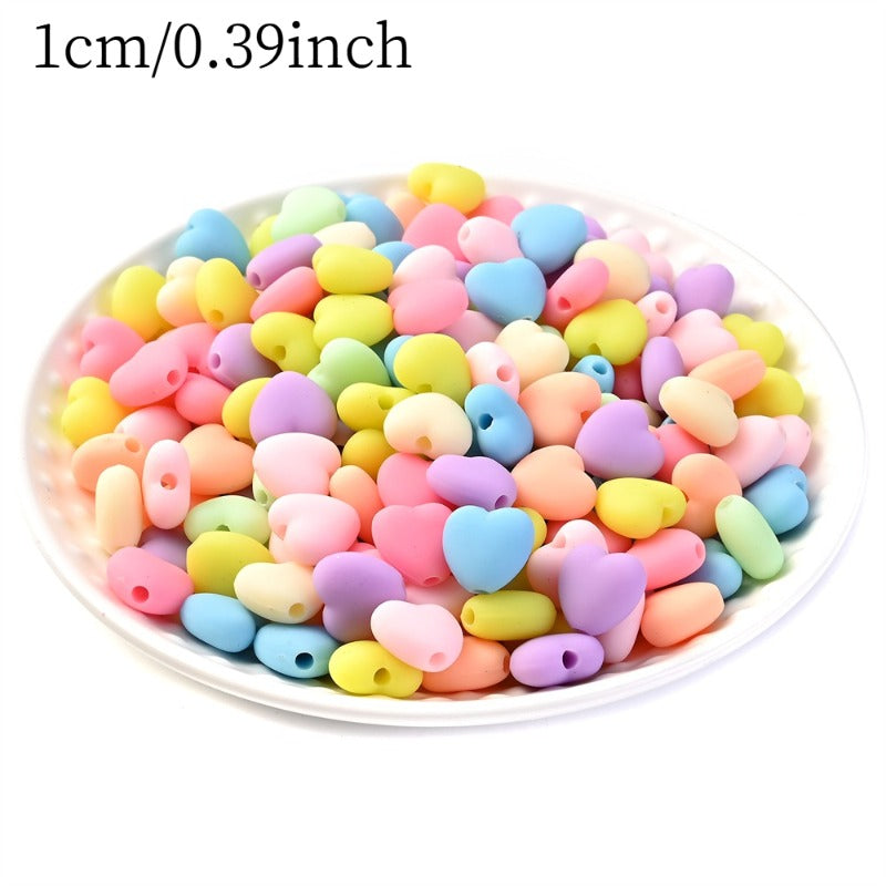 Matte Love Heart Acrylic Beads