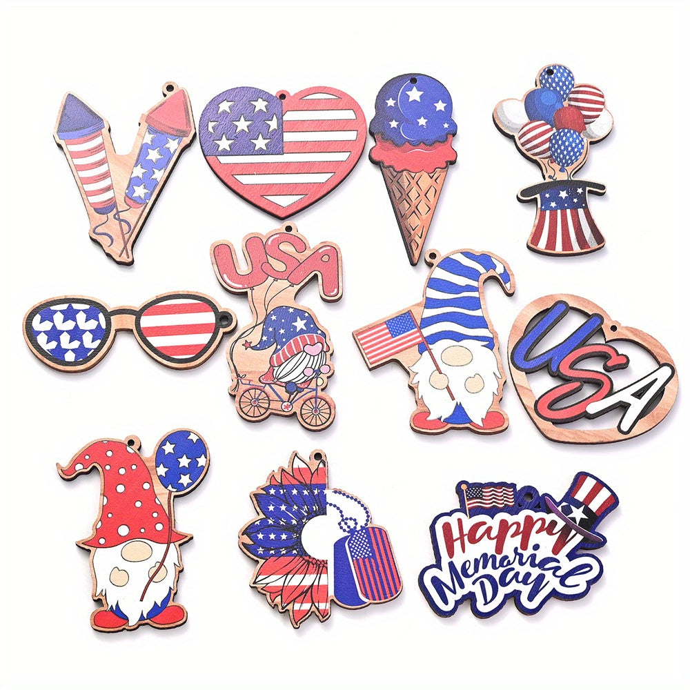 July 4th Patriotic Wooden Chain Charms