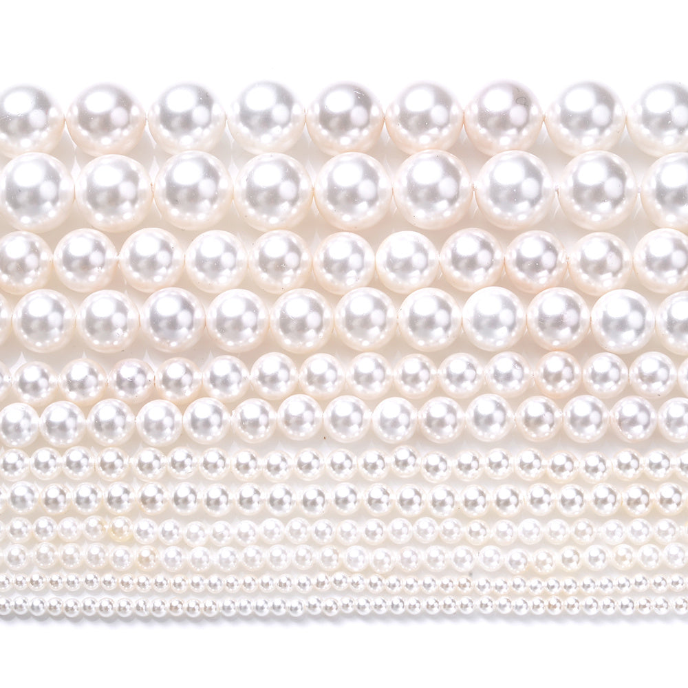 1 Strand 6mm Beige Shell Spacer Beads