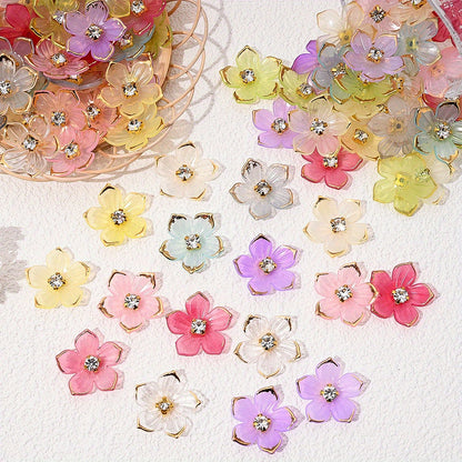 Gradient Five-Petal Flower Acrylic Beads