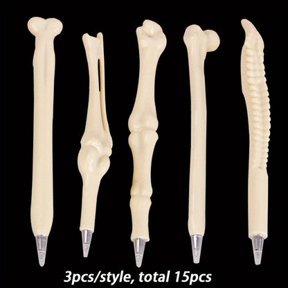 15-Piece Imitation Bone Shape Ballpoint Pens