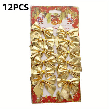 12-Piece Random Christmas Bow Polyester Decorations