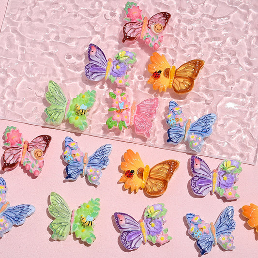 10PCS 22×26mm Colorful Butterfly Resin Flatback Embellishment Set