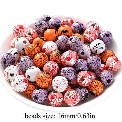 100pcs Big Size Halloween Wood Beads