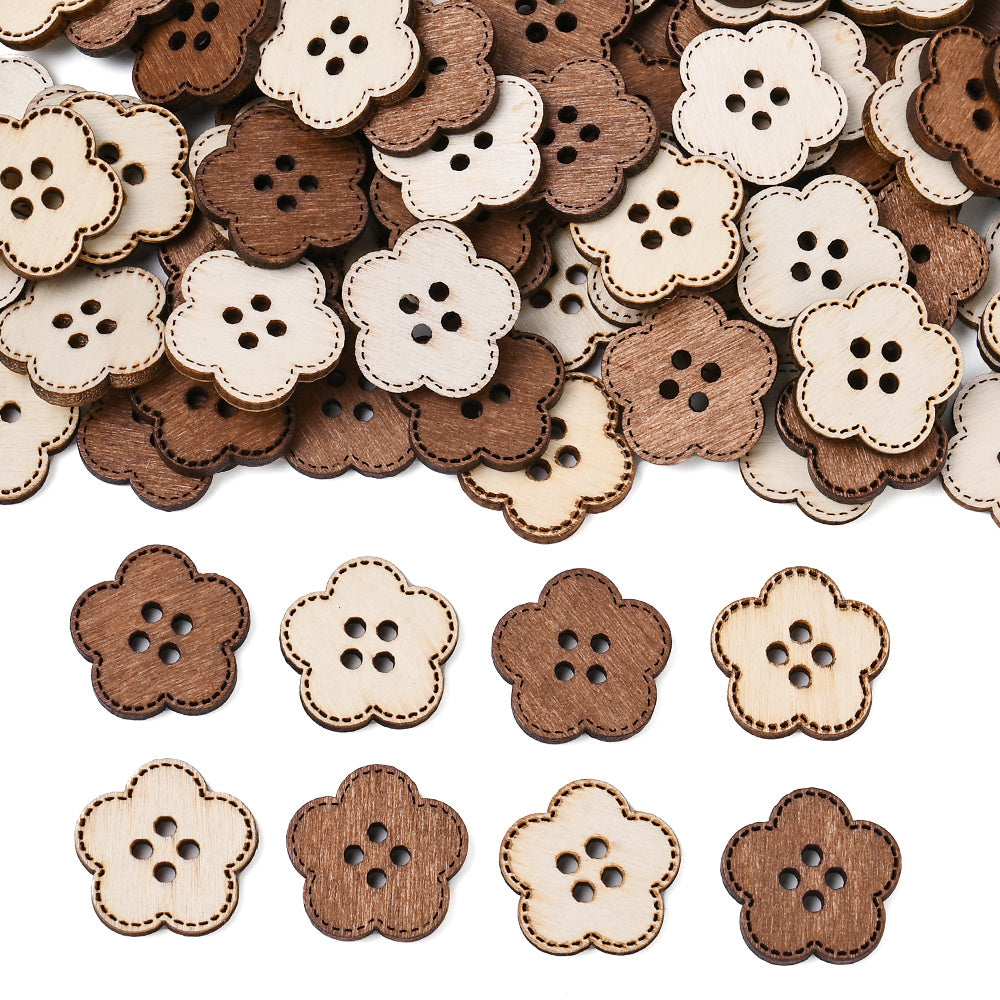 Mixed Wooden Button Decorative Beads