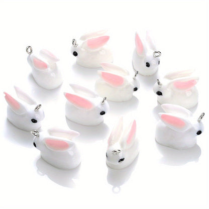 10PCS 16×21mm Colorful Rabbit Resin Pendant Set