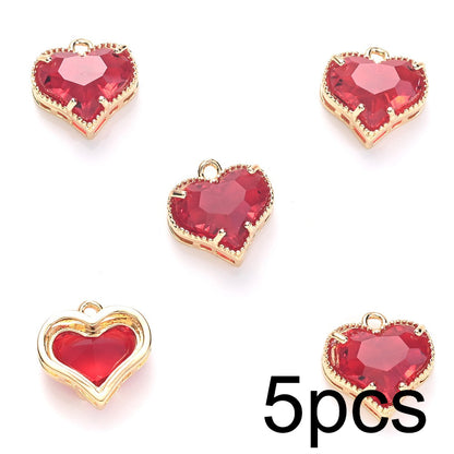 Faceted Heart Rhinestone Pendants