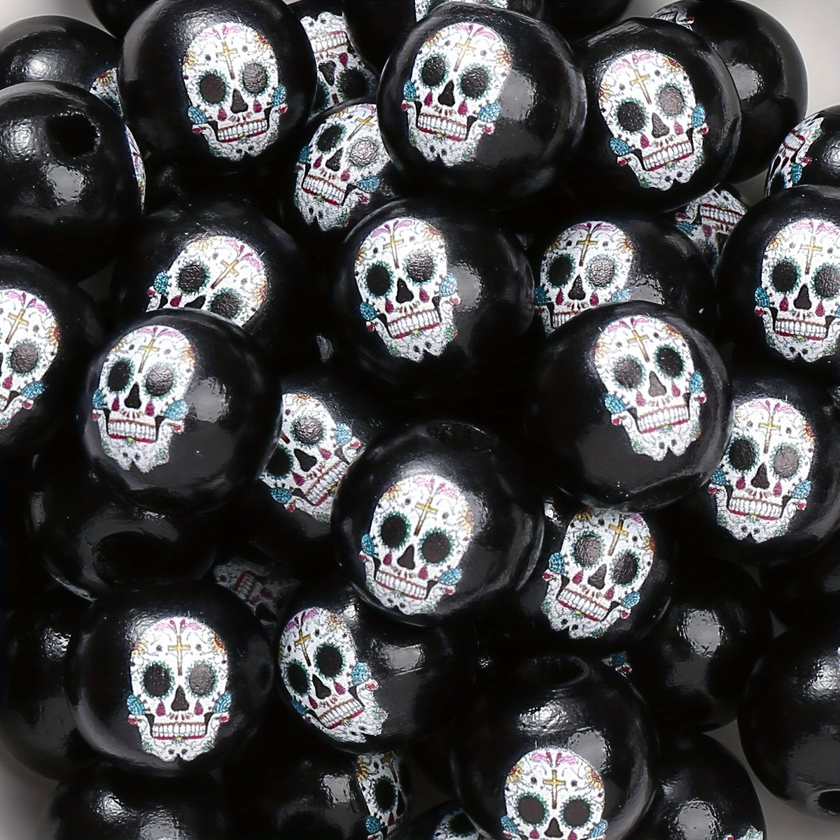 Halloween Skull Wooden Spacer Beads