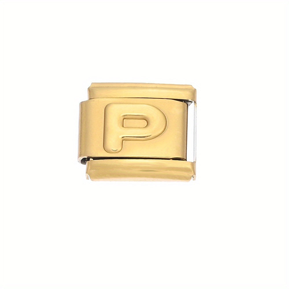 Golden Alphabet Alloy Bracelet Module