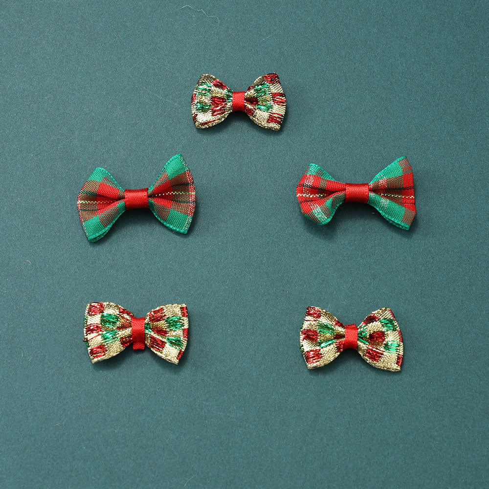 Christmas Gold Threaded Ripple Bow Embellishments
