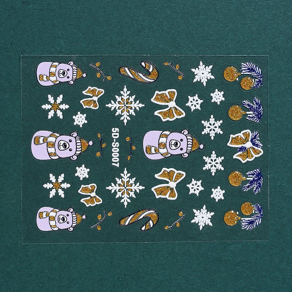 Christmas 5D Embossed Nail Art Stickers