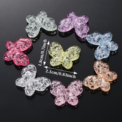20PCS 18×21mm Colorful Transparent Butterfly Acrylic Beads