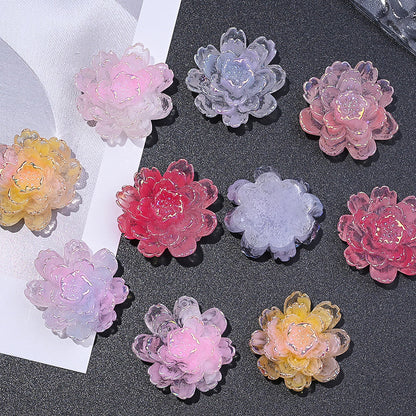 10PCS 25×27mm Gradient Luminous Resin Orchid Embellishment Set