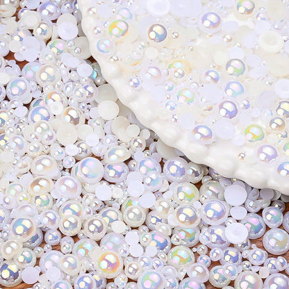 AB Rhinestone Flat Back Pearl Beads