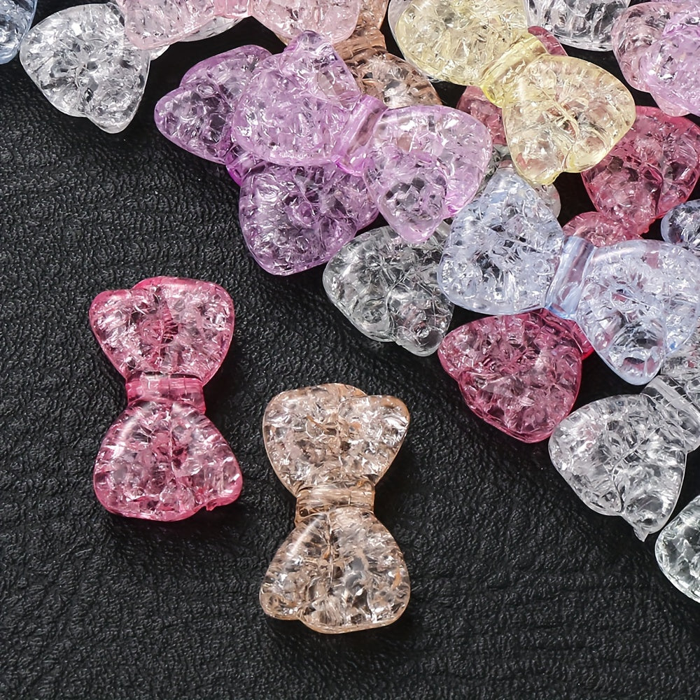 10PCS 16×29mm Vibrant Cracked Bow Acrylic Bead Set