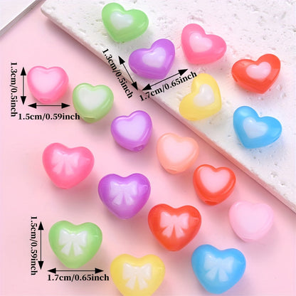 Heart Bow Pattern Acrylic Beads