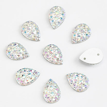 200-Piece 10x14 mm Glitter Waterdrop Flatback Rhinestone Beads