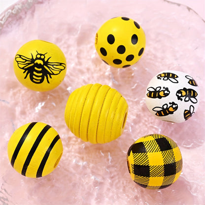 Bee Series Striped Wooden Beads