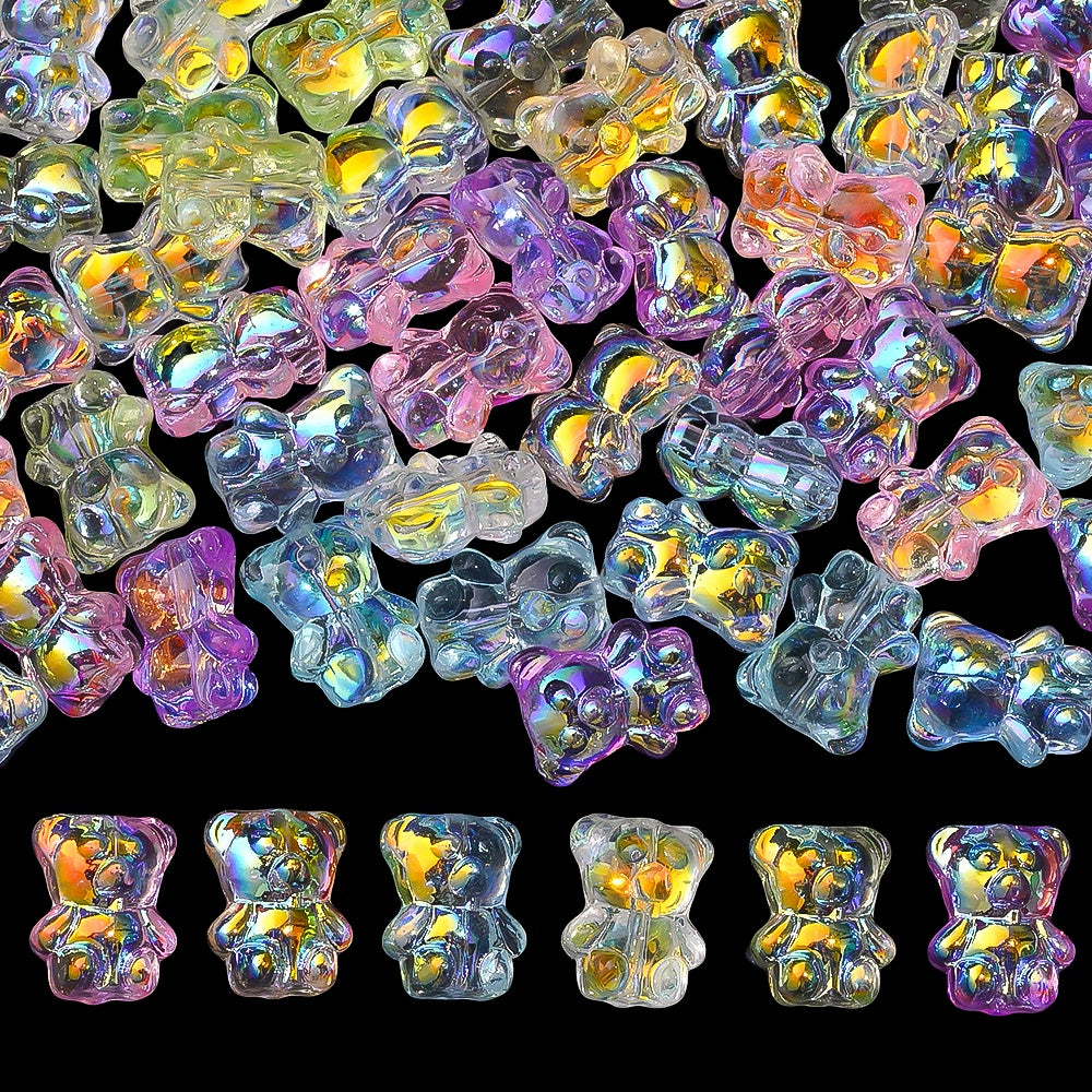 20PCS 15×12mm Transparent AB Bear Glass Spacer Beads