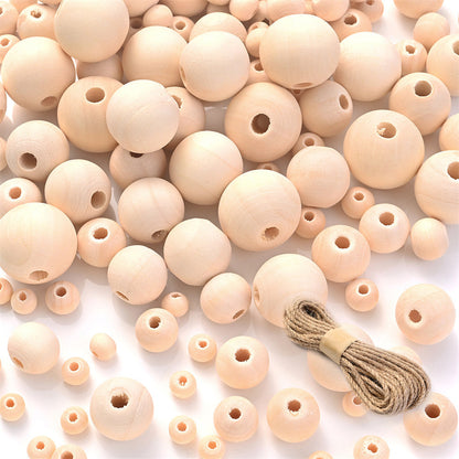 800PCS 6–20mm Natural Round Wooden Bead Set