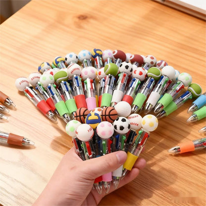 15PCS 4-Color Mini Sports Ball Retractable Pen Set