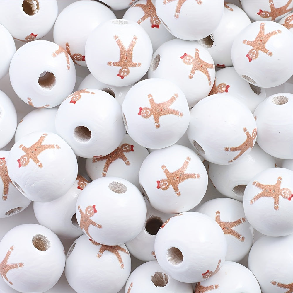 Christmas Wooden Pattern Beads