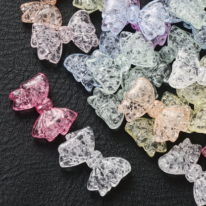 10PCS 21×29mm Sparkling Bow Acrylic Bead Set