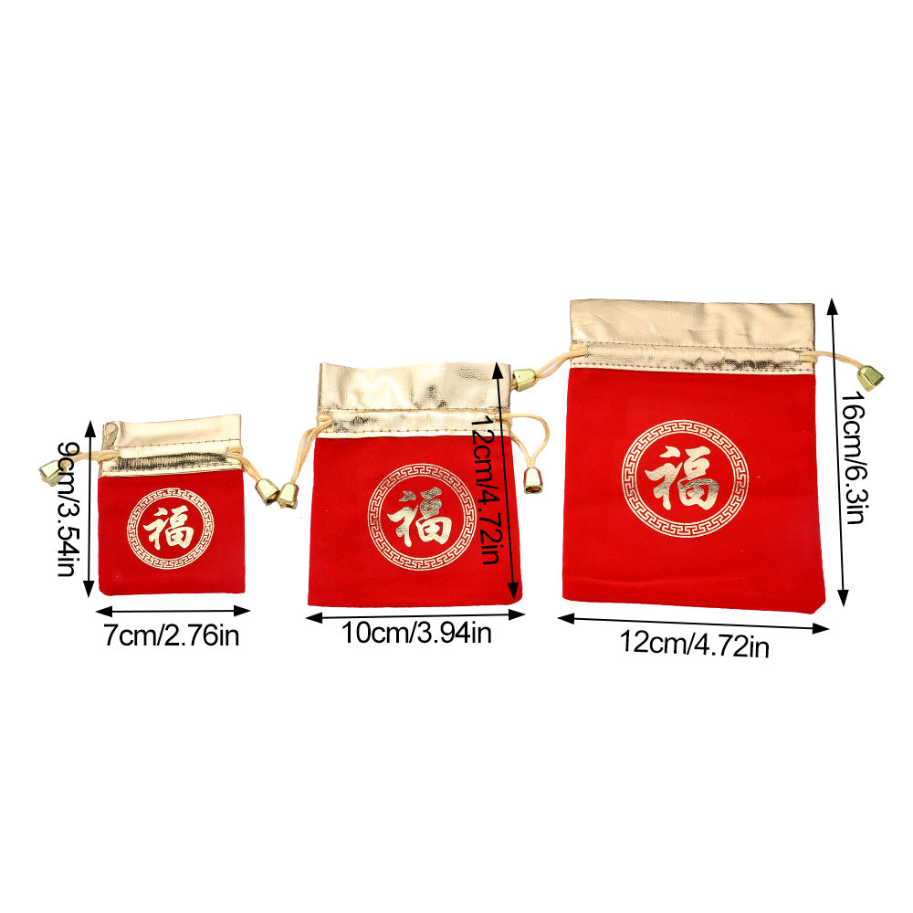 Flannel Lucky Drawstring Gift Bag