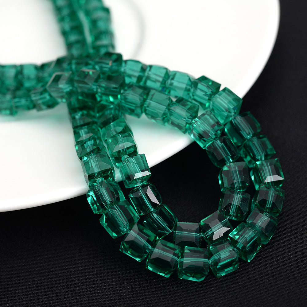 4mm Square Multi-faceted Czech Glass Cube Beads