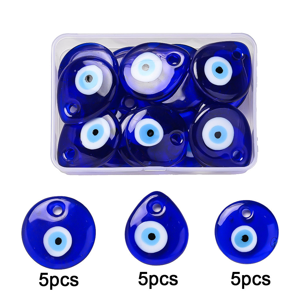 15PCS Blue Evil Eye Glaze Charm Set