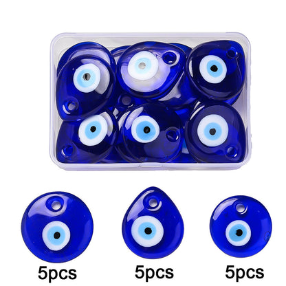 15PCS Blue Evil Eye Glaze Charm Set