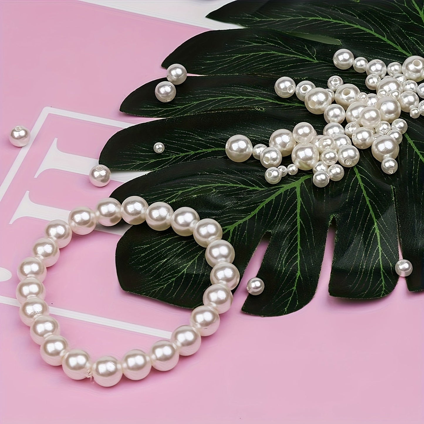 1095pcs/box White & Ivory Imitation Pearl Beads