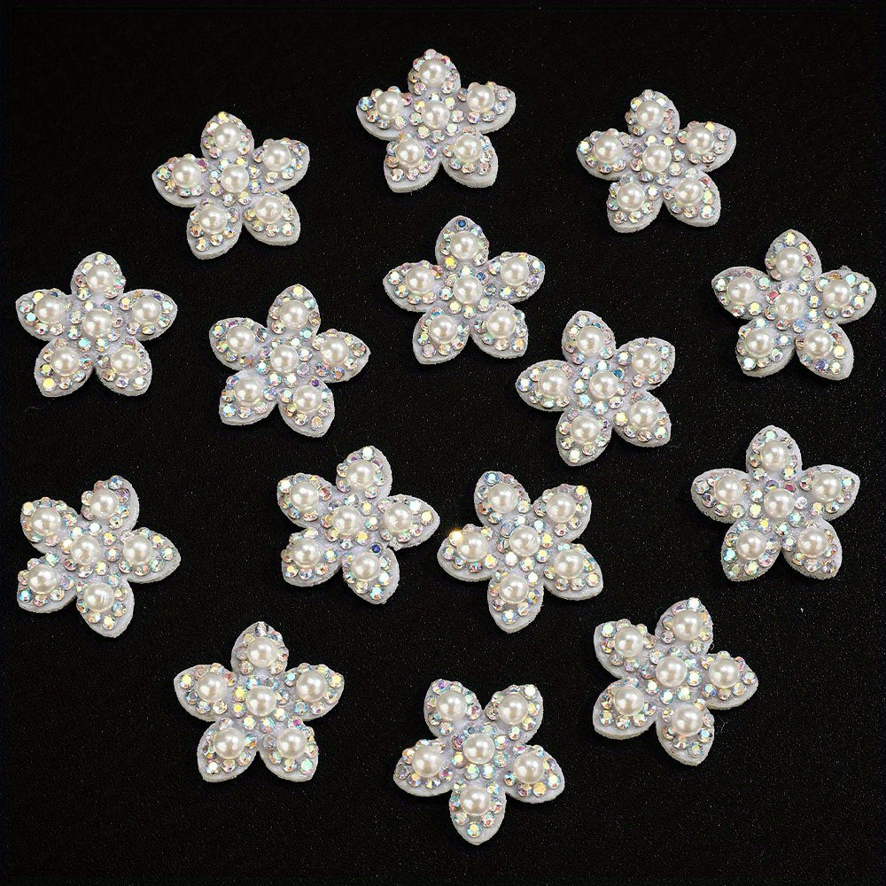 Pearl Rhinestone Flower Patches
