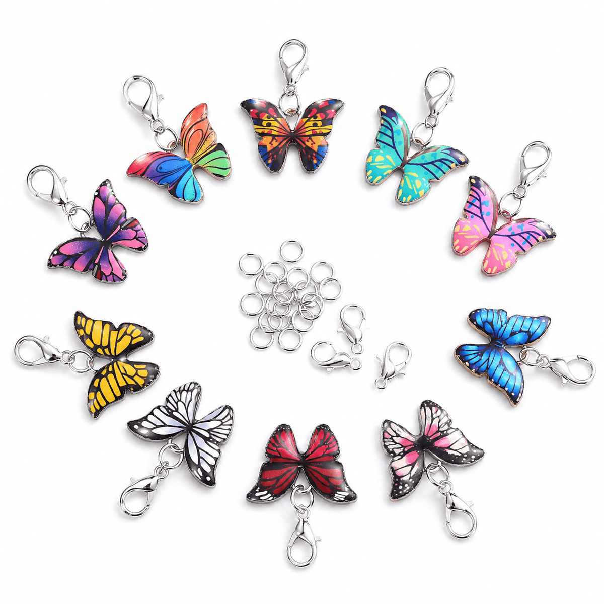 Butterfly Pendant Lobster Keychain Set