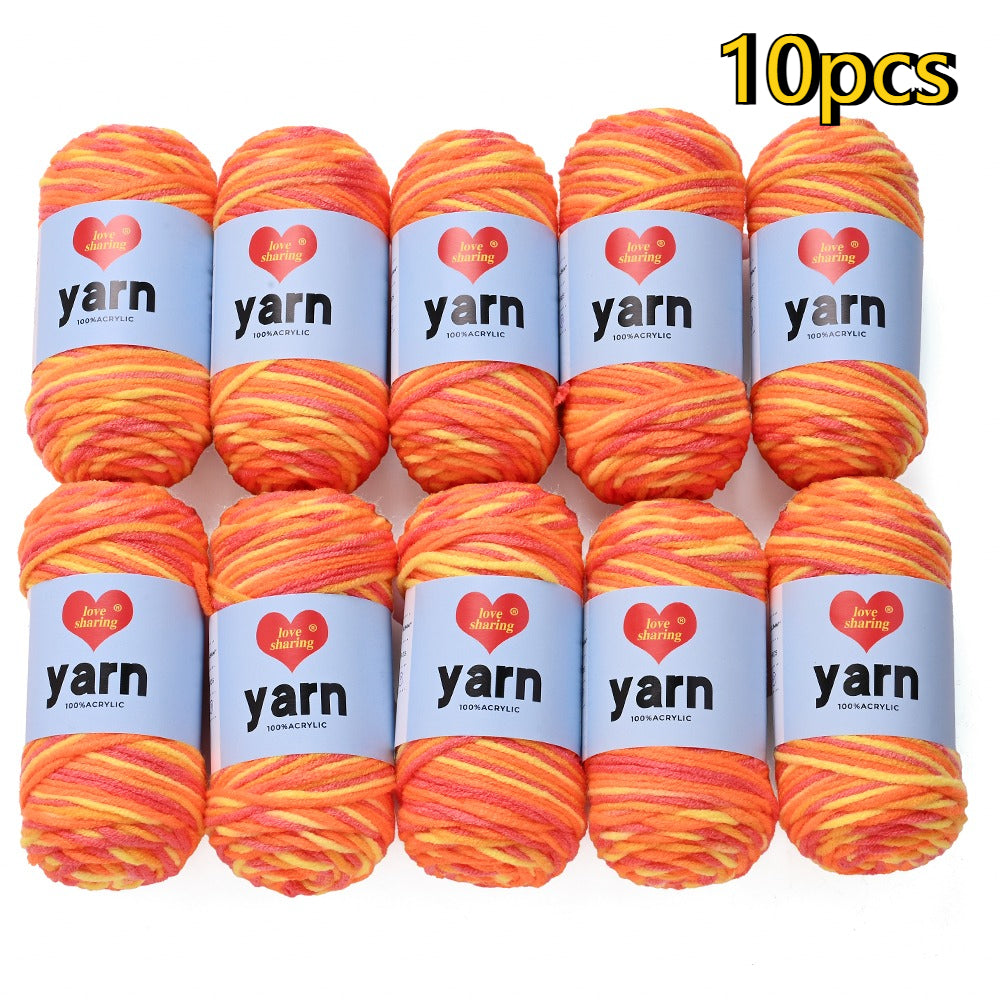 10PCS 10×4cm Rainbow Gradient Polyester Knitting Yarn