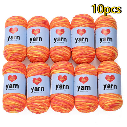10PCS 10×4cm Rainbow Gradient Polyester Knitting Yarn