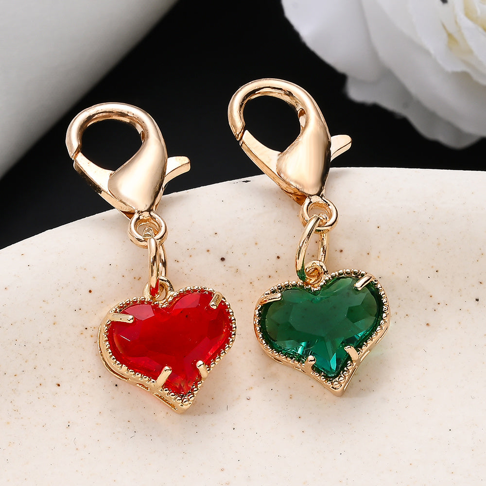Colorful Crystal Heart Pendant Charms
