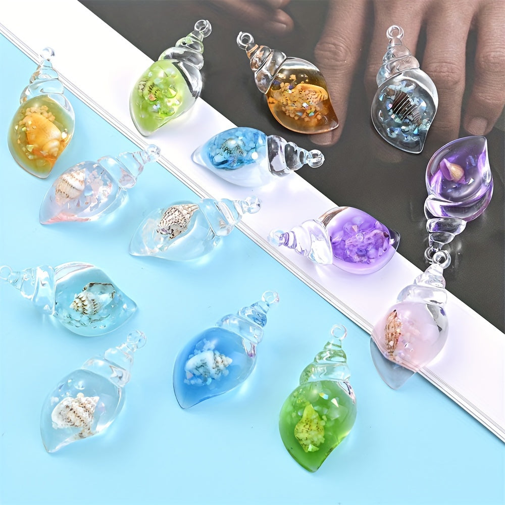 Luminous Transparent Conch Resin Pendants