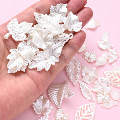 White Leaf Acrylic Beads